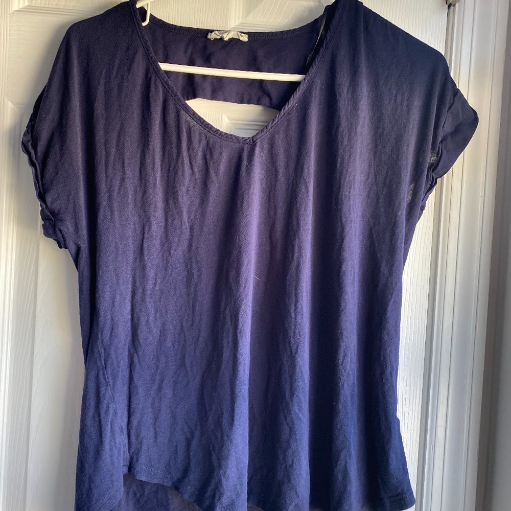 Pleione Tops | Pleione Short Sleeve Navy T- Shirt | Color: Blue | Size: S